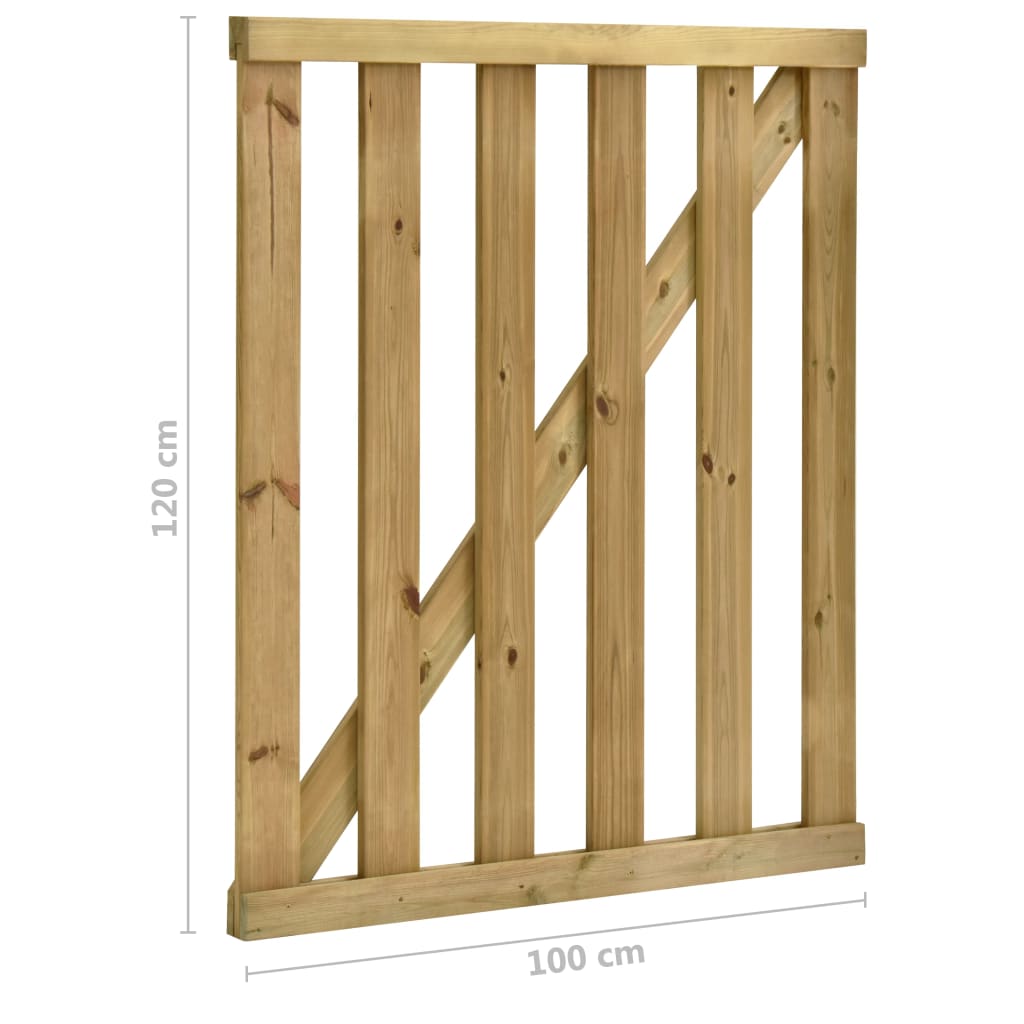 vidaXL Πόρτα Φράχτη με Σανίδες 100x120 εκ. από Εμποτισμένο Ξύλο Πεύκου
