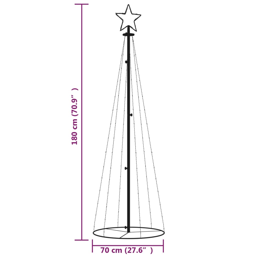 vidaXL Χριστουγεννιάτικο Δέντρο Κώνος 108 LED Θερμό Λευκό 70x180 εκ.