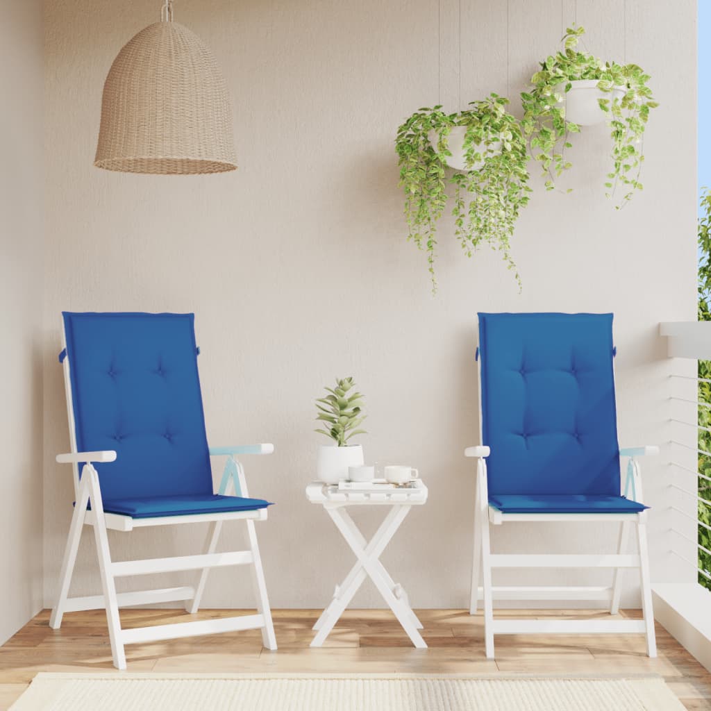 vidaXL Μαξιλάρια Καρέκλας Κήπου με Πλάτη 2 τεμ. Μπλε Ρουά 120x50x3 εκ.