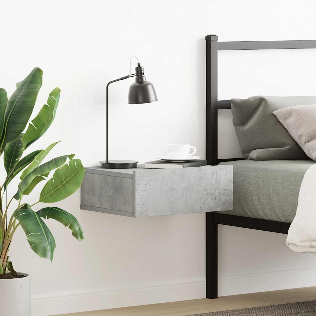 vidaXL Κομοδίνο Κρεμαστό Γκρι Σκυροδέματος 40x30x15 εκ. από Επεξ. Ξύλο
