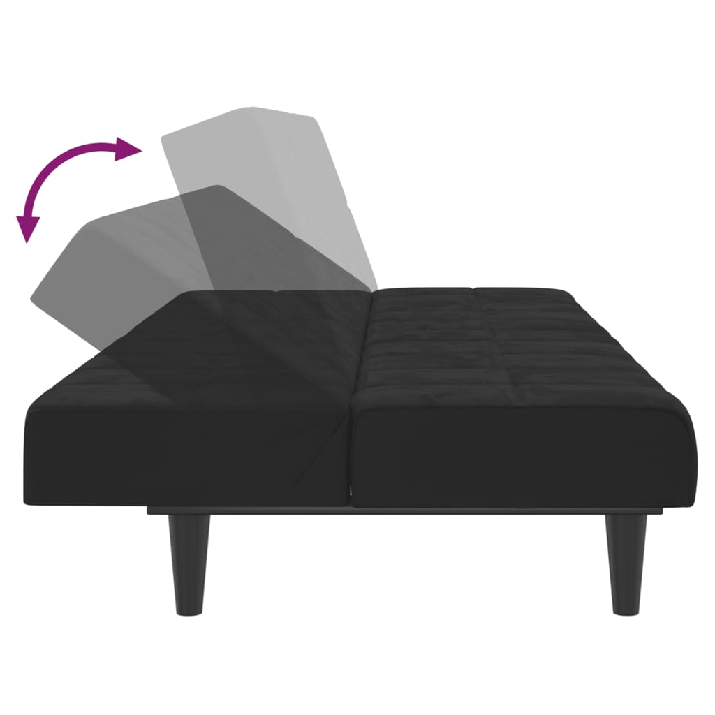 vidaXL Καναπές Κρεβάτι Διθέσιος Μαύρος Βελούδινος