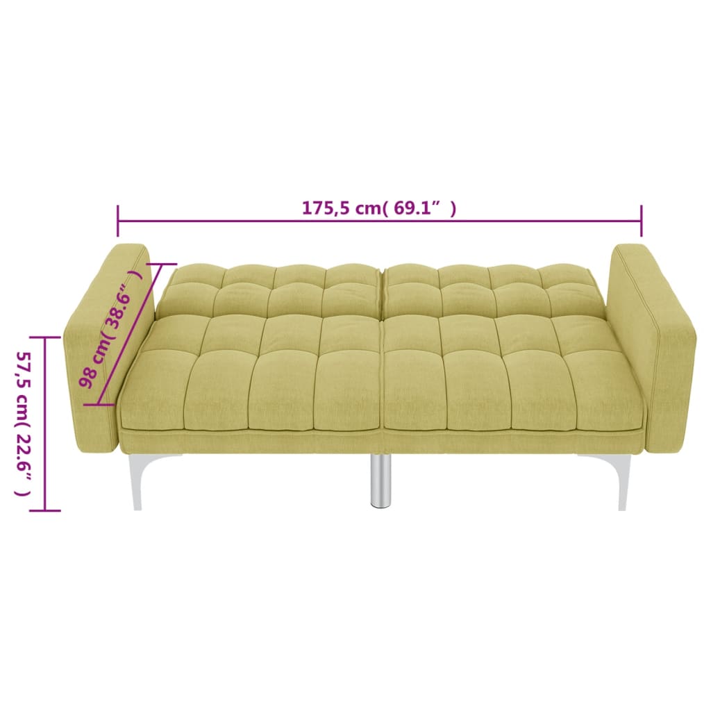 247217 vidaXL Καναπές - Κρεβάτι Πράσινος Υφασμάτινος