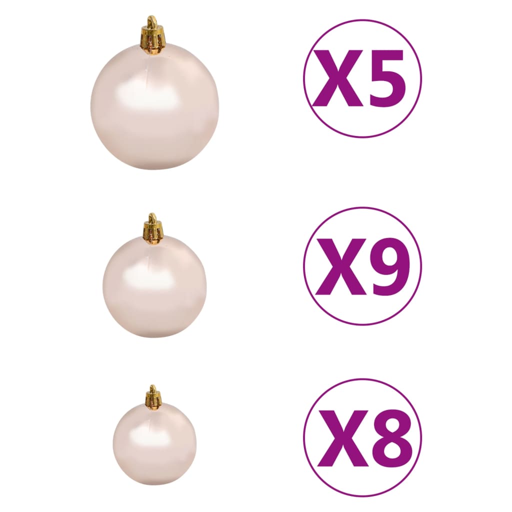 vidaXL Χριστουγεννιάτικο Δέντρο Προφωτ. Slim με Μπάλες Ροζ 150εκ