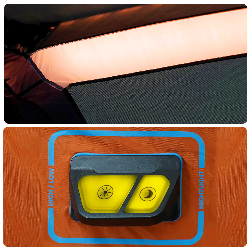 vidaXL Σκηνή Κάμπινγκ με LED 6 Ατόμων Ανοιχτό Γκρι/Πορτοκαλί