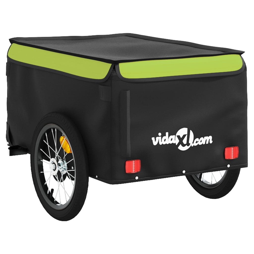 vidaXL Τρέιλερ Ποδηλάτου Μαύρο και Πράσινο 45 Κιλά από Σίδερο