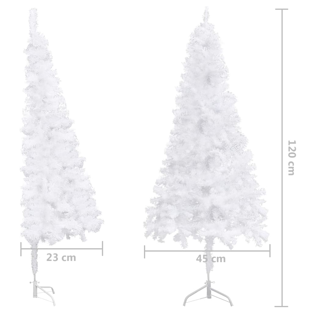 vidaXL Χριστουγεν. Δέντρο Γων. Τεχνητό LED & Μπάλες Λευκό 120 εκ. PVC