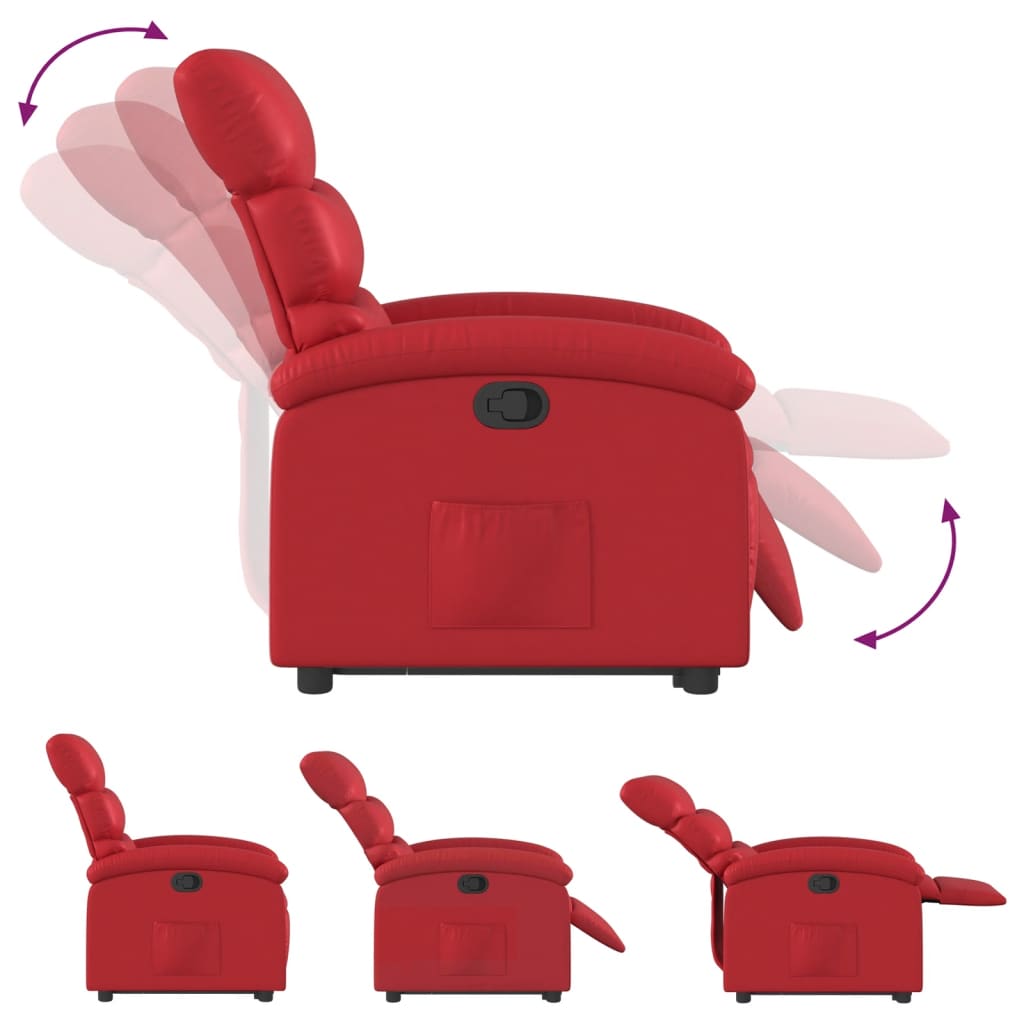 vidaXL Πολυθρόνα Ανακλινόμενη με Ανύψωση Κόκκινη από Συνθετικό Δέρμα