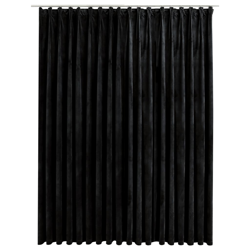 vidaXL Κουρτίνα Συσκότισης με Γάντζους Μαύρη 290 x 245 εκ. Βελούδο