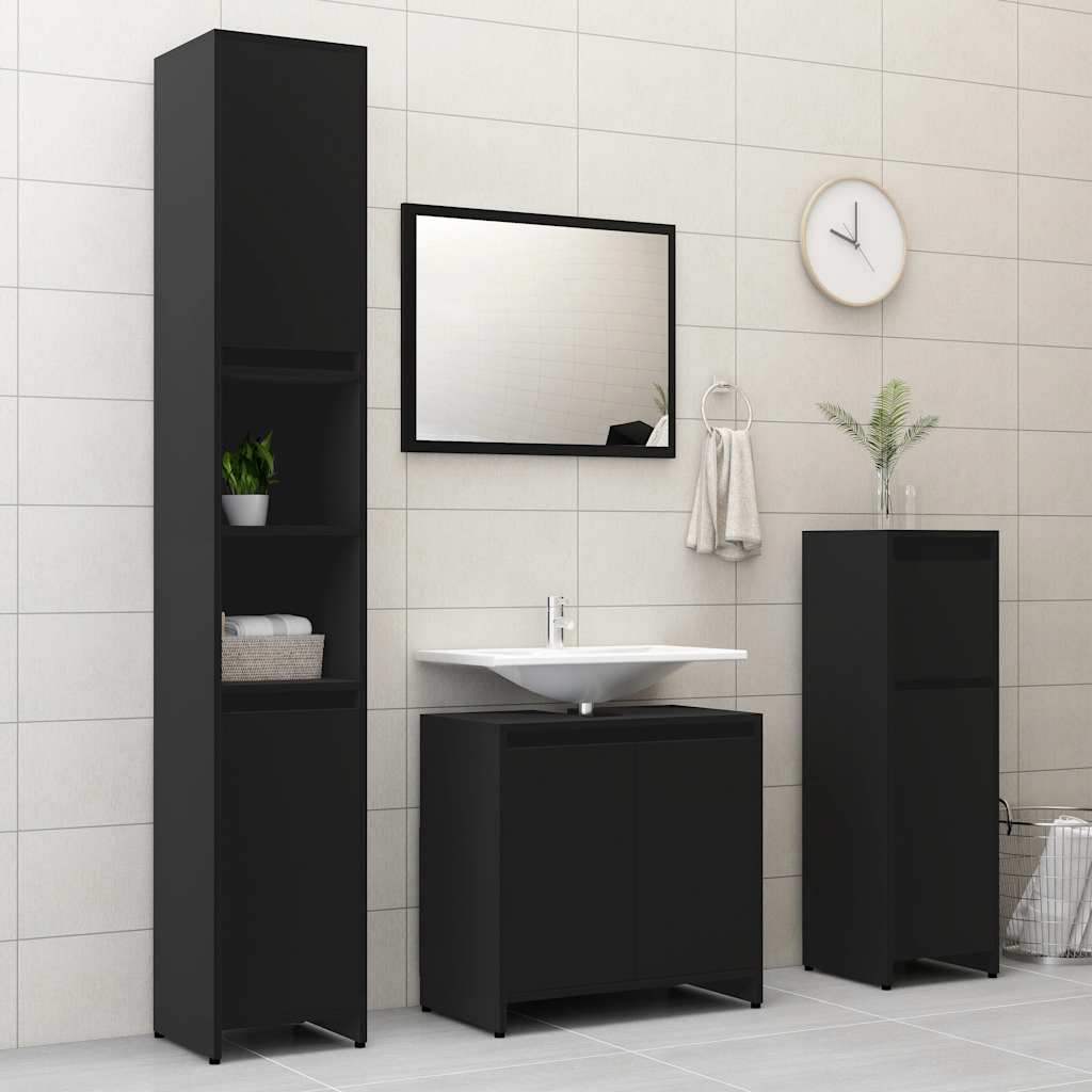 vidaXL Ντουλάπι Νιπτήρα Μαύρο 60 x 33 x 61 εκ. από Επεξ. Ξύλο