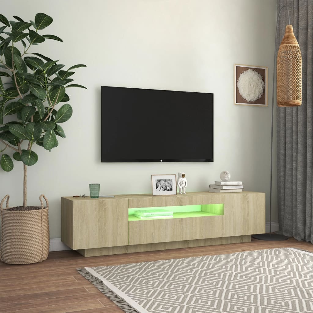 vidaXL Έπιπλο Τηλεόρασης με LED Sonoma Δρυς 160 x 35 x 40 εκ.