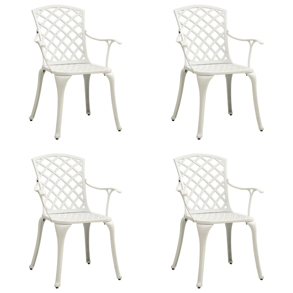 vidaXL Καρέκλες Κήπου 4 τεμ. Λευκές από Χυτό Αλουμίνιο
