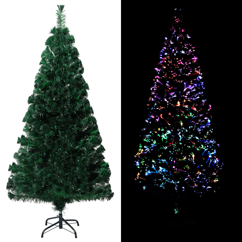 vidaXL Χριστουγεννιάτικο Δέντρο Τεχν & Βάση Πράσινο Οπτικές Ίνες 150εκ