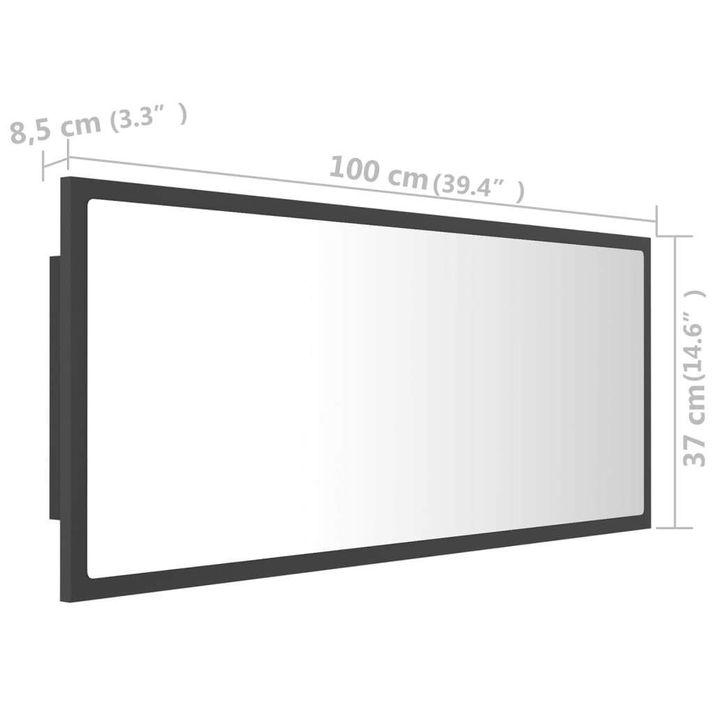 vidaXL Καθρέφτης Μπάνιου με LED Γκρι 100x8,5x37 εκ. από Ακρυλικός