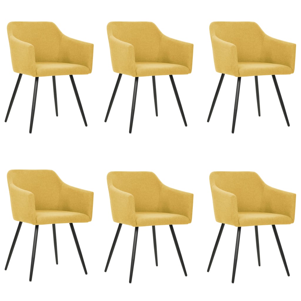 vidaXL Καρέκλες Τραπεζαρίας 6 τεμ. Κίτρινες Υφασμάτινες