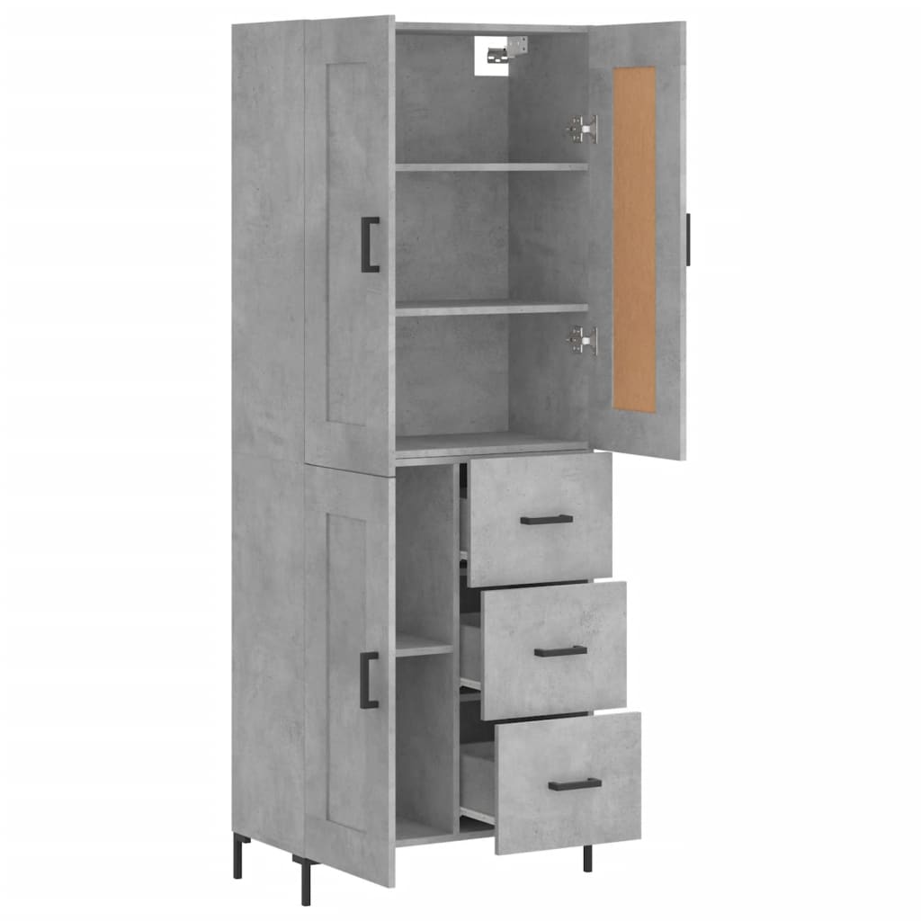 vidaXL Ντουλάπι Γκρι Σκυροδέματος 69,5x34x180 εκ. Επεξεργασμένο Ξύλο