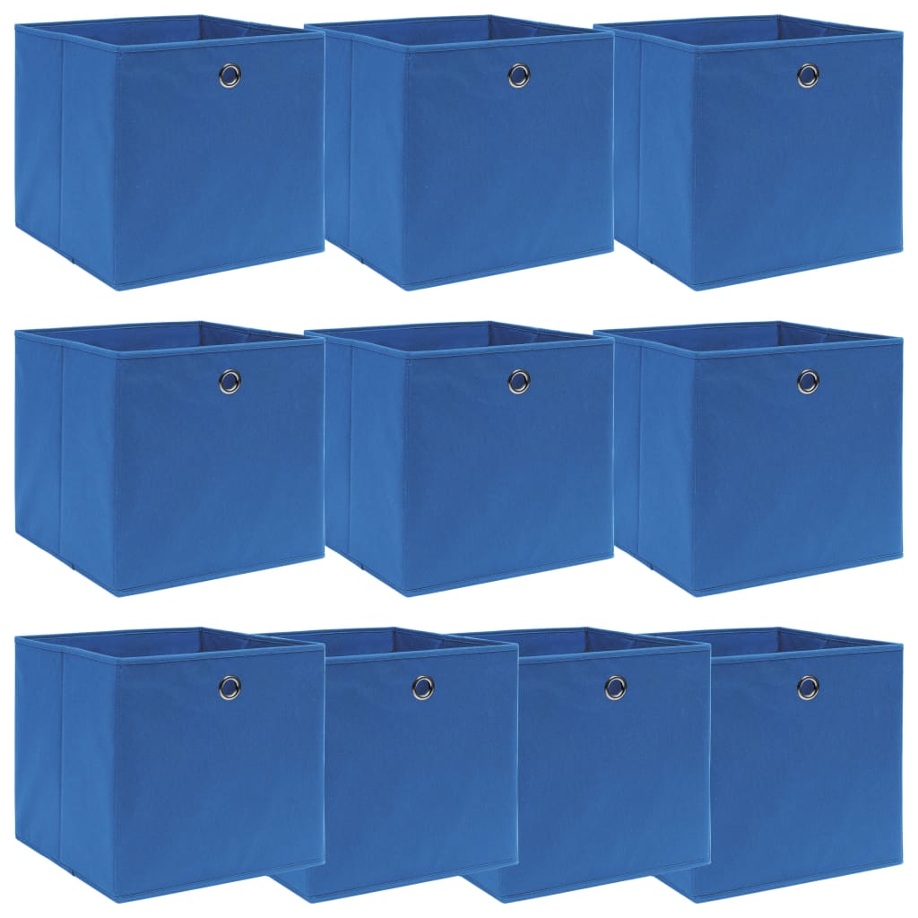 vidaXL Κουτιά Αποθήκευσης 10 τεμ. Μπλε 32 x 32 x 32 εκ. Υφασμάτινα