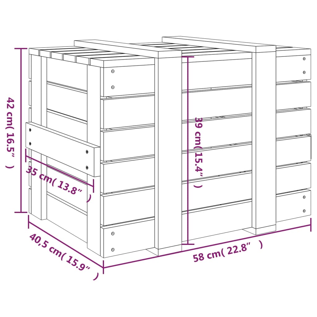 vidaXL Κουτί Αποθήκευσης Λευκό 58x40,5x42 εκ. από Μασίφ Ξύλο Πεύκου