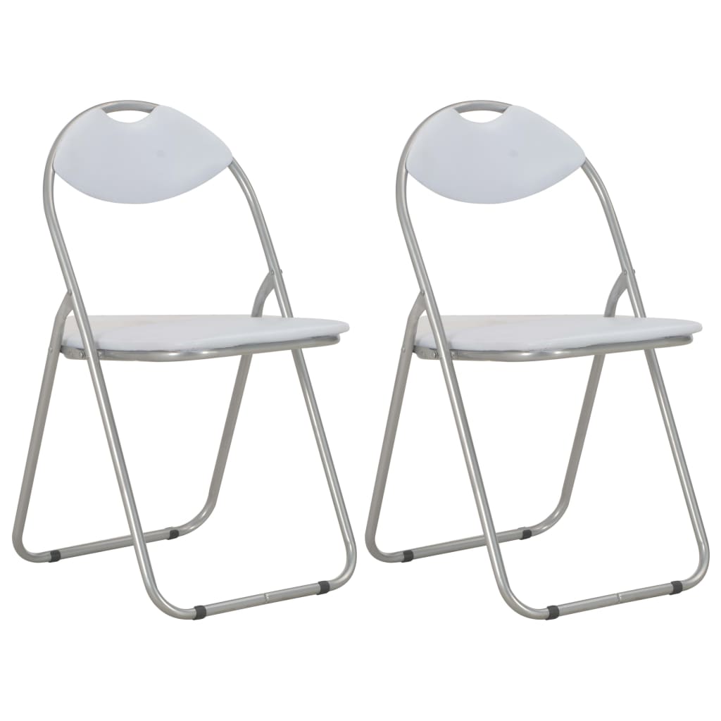 vidaXL Καρέκλες Τραπεζαρίας Πτυσσόμενες 2 τεμ. Λευκές Συνθετικό Δέρμα