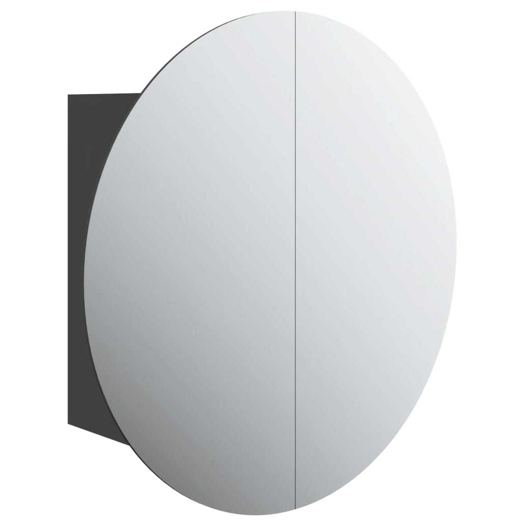 vidaXL Ντουλάπι Μπάνιου με Στρογγυλό Καθρέφτη&LED Μαύρο 47x47x17,5 εκ.