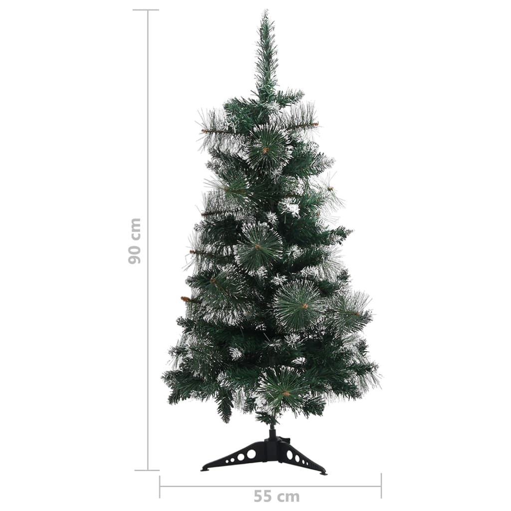 vidaXL Χριστουγεννιάτ. Δέντρο Τεχνητό με Βάση Πράσινο/Λευκό 90 εκ. PVC