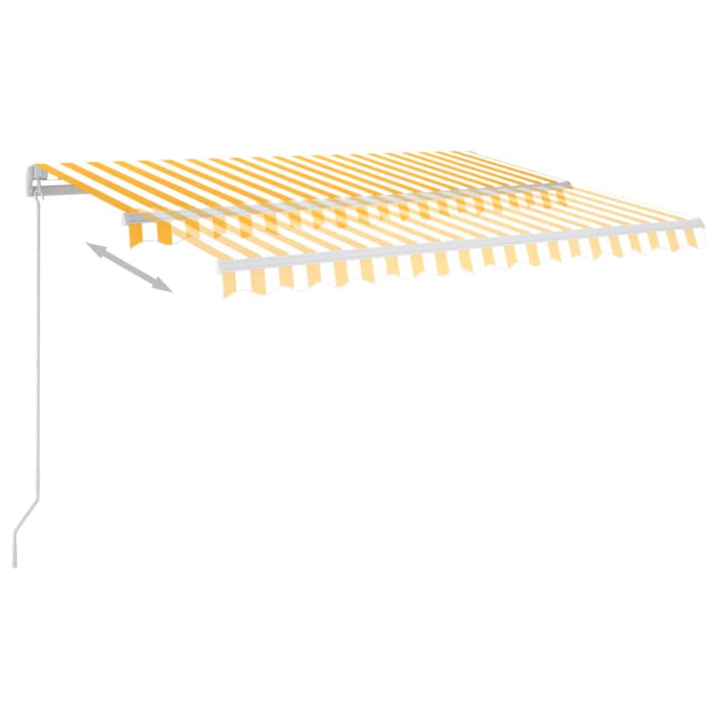 vidaXL Τέντα Αυτόματη με LED & Αισθ. Ανέμου Κίτρινο/Λευκό 3,5x2,5 μ.