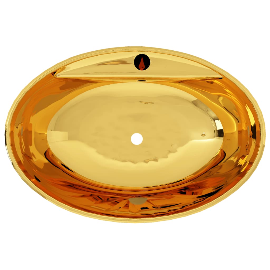 vidaXL Νιπτήρας με Οπή Υπερχείλισης Χρυσός 58,5x39x21 εκ. Κεραμικός