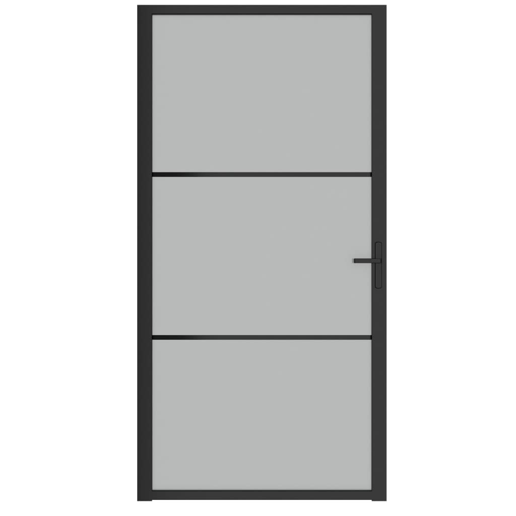 vidaXL Εσωτερική Πόρτα 102,5x201,5 εκ. Μαύρο Ματ Γυαλί και Αλουμίνιο