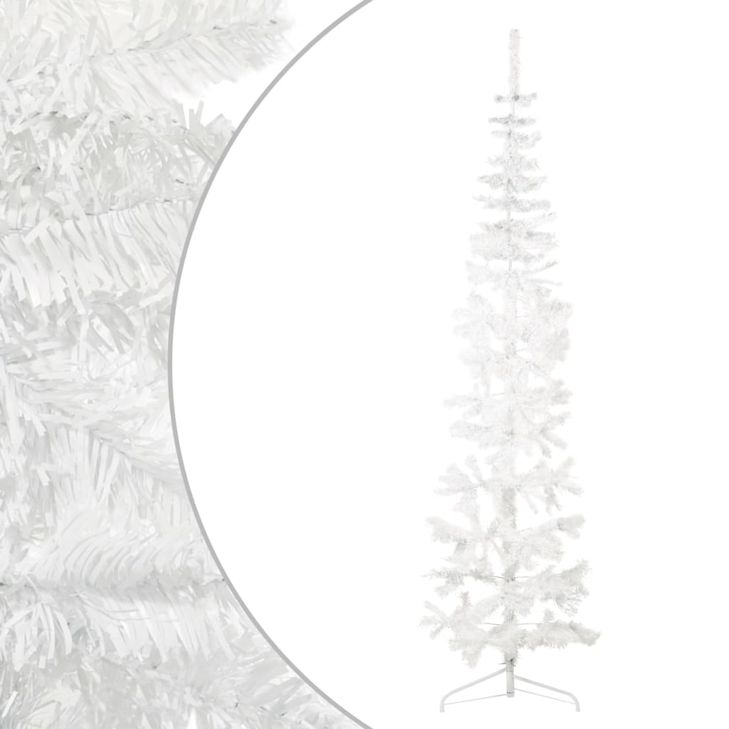 vidaXL Χριστουγεν. Δέντρο Slim Τεχνητό Μισό με Βάση Λευκό 240 εκ.