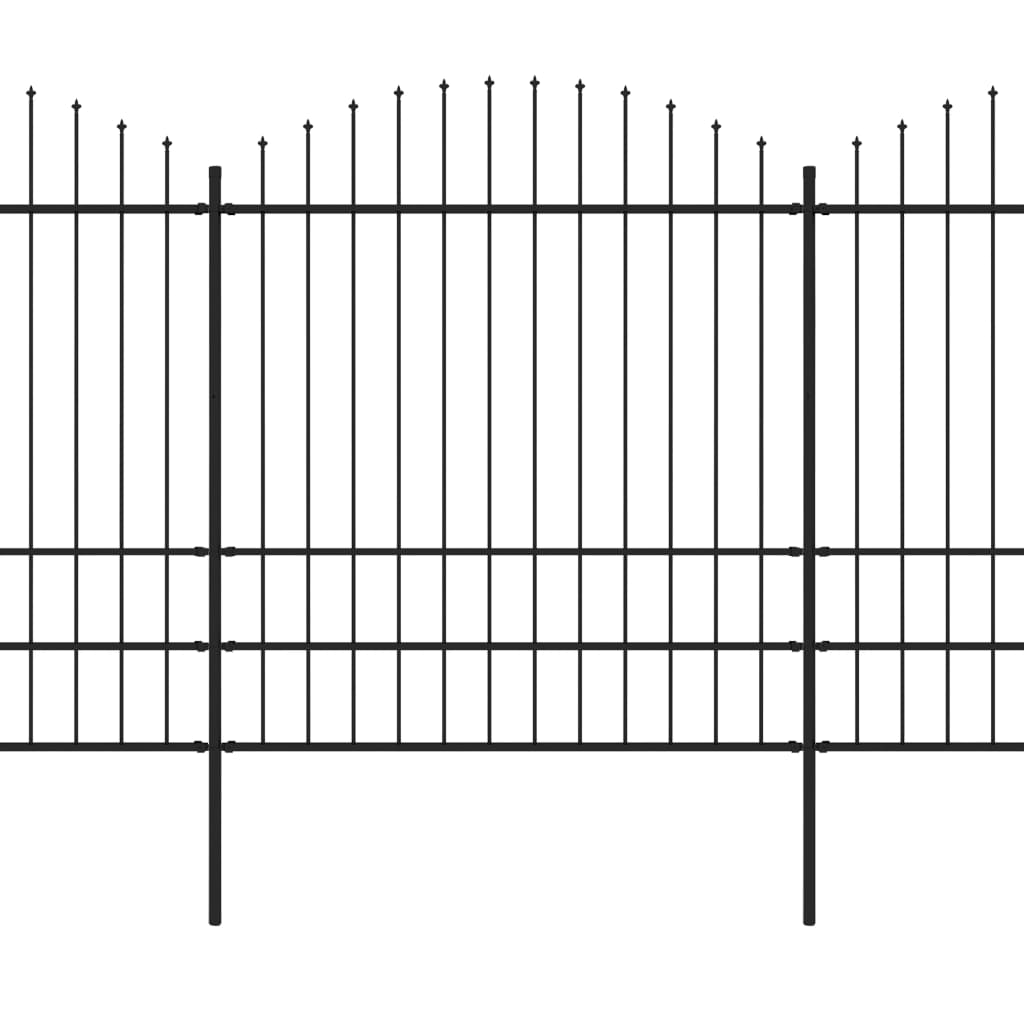 vidaXL Κάγκελα Περίφραξης με Λόγχες Μαύρα (1,75-2) x 5,1 μ. Ατσάλινα