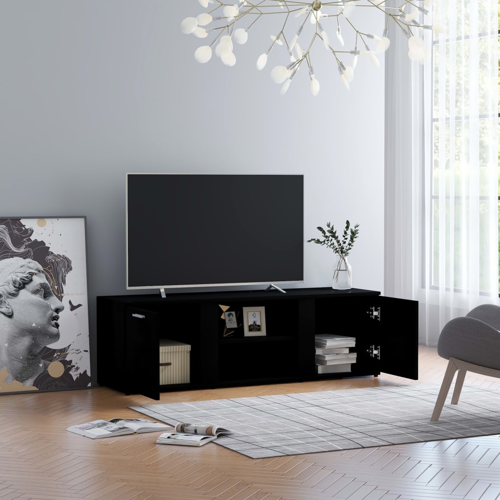 vidaXL Έπιπλο Τηλεόρασης Μαύρο 120 x 34 x 37 εκ. από Μοριοσανίδα