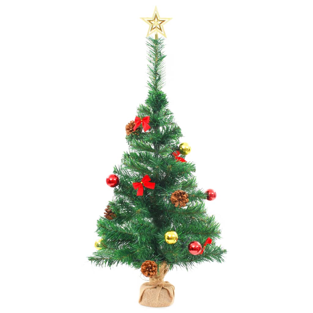vidaXL Χριστουγεν. Δέντρο Προαναμμένο Τεχνητό Μπάλες Πράσινο 64 εκ.