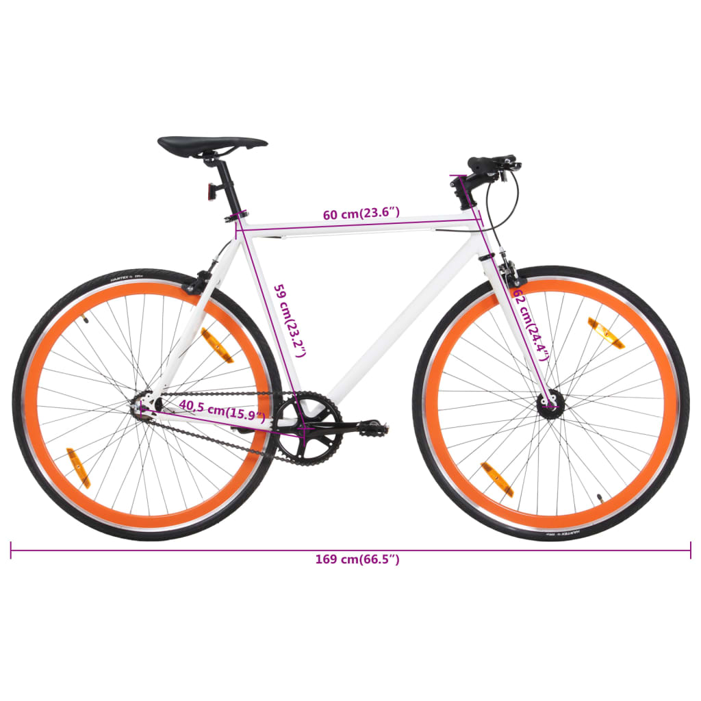 vidaXL Ποδήλατο Μονής Ταχύτητας Λευκό και Πορτοκαλί 700c 59 εκ.