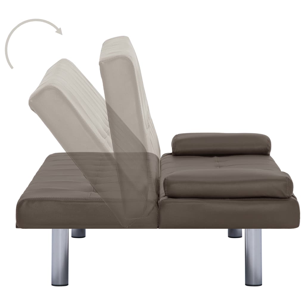 vidaXL Καναπές - Κρεβάτι με 2 Μαξιλάρια Καφέ από Συνθετικό Δέρμα