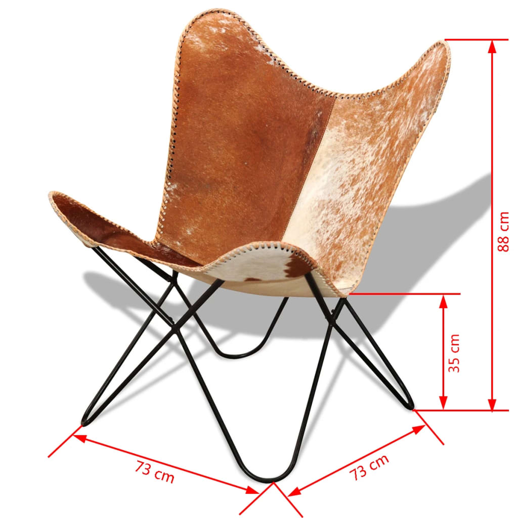 vidaXL Καρέκλα Πεταλούδα από Γνήσιο Δέρμα Αγελάδας