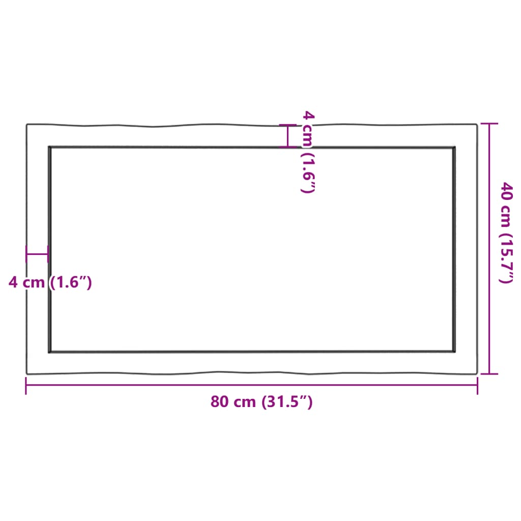 vidaXL Επιφ Τραπεζιού Αν Καφέ 80x40x(2-6)εκ. Ακατέργ. Μασίφ Ξύλο Δρυός