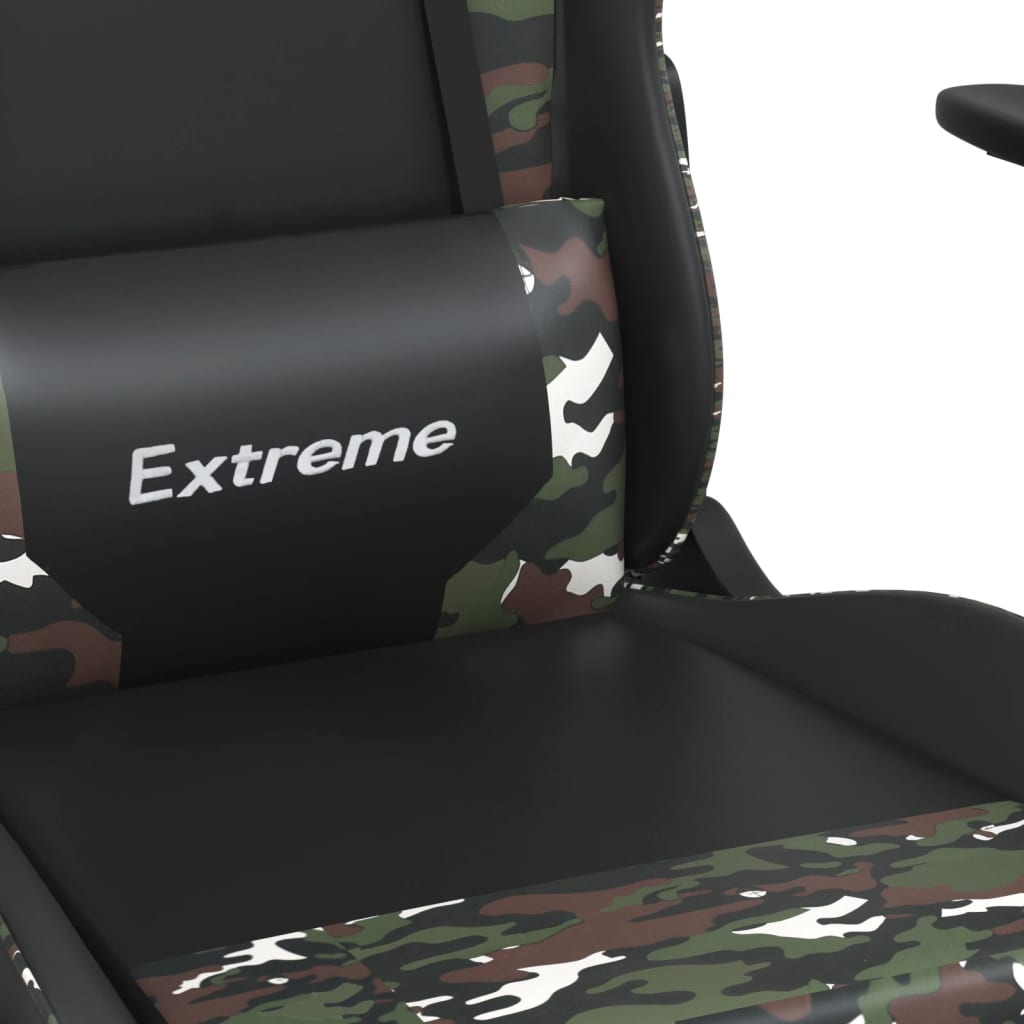 vidaXL Καρέκλα Gaming Μασάζ Υποπόδιο Μαύρο/Παραλλαγή Συνθετικό Δέρμα