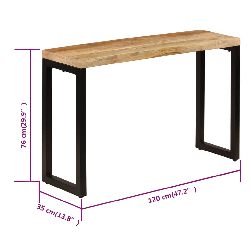 vidaXL Τραπέζι Κονσόλα 120 x 35 x 76 εκ. από Μασίφ Ξύλο Μάνγκο/Ατσάλι