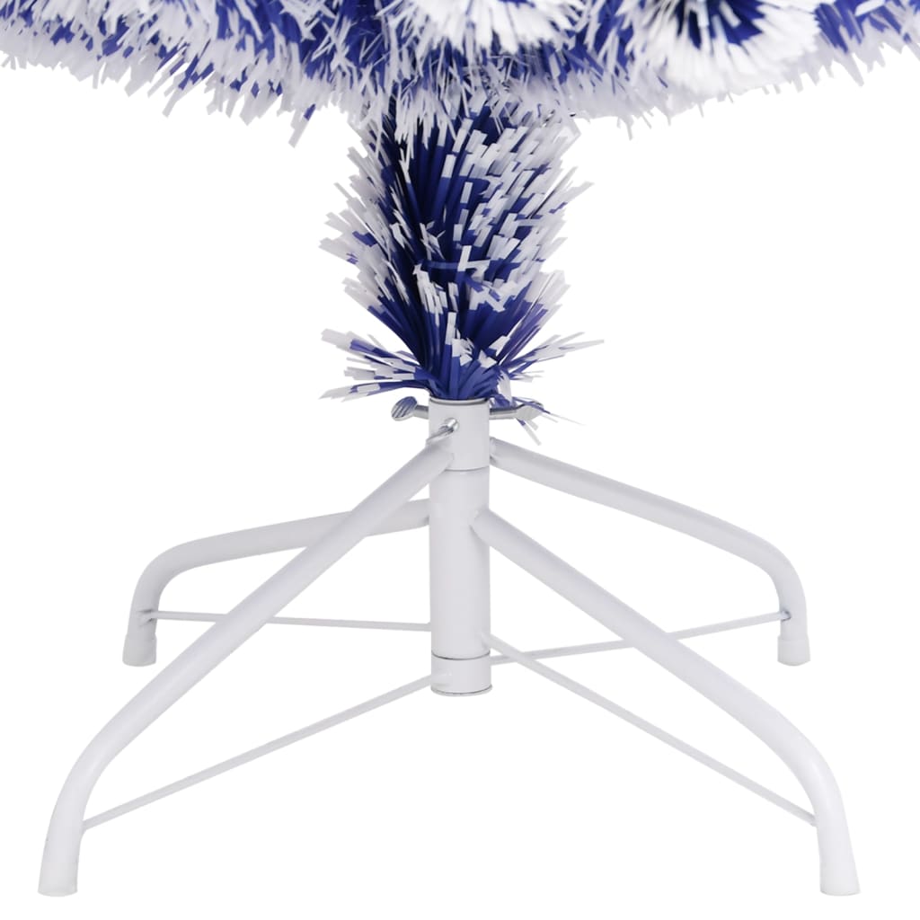 vidaXL Χριστ Δέντρο Τεχνητό Προφωτισμένο Οπτικές Ίνες Λευκό/Μπλε 240εκ