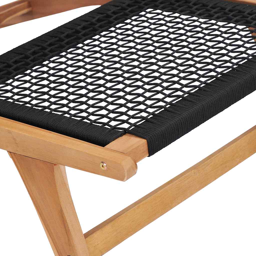 vidaXL Σεζλόνγκ με Υποπόδιο από Μασίφ Ξύλο Teak και Σχοινί