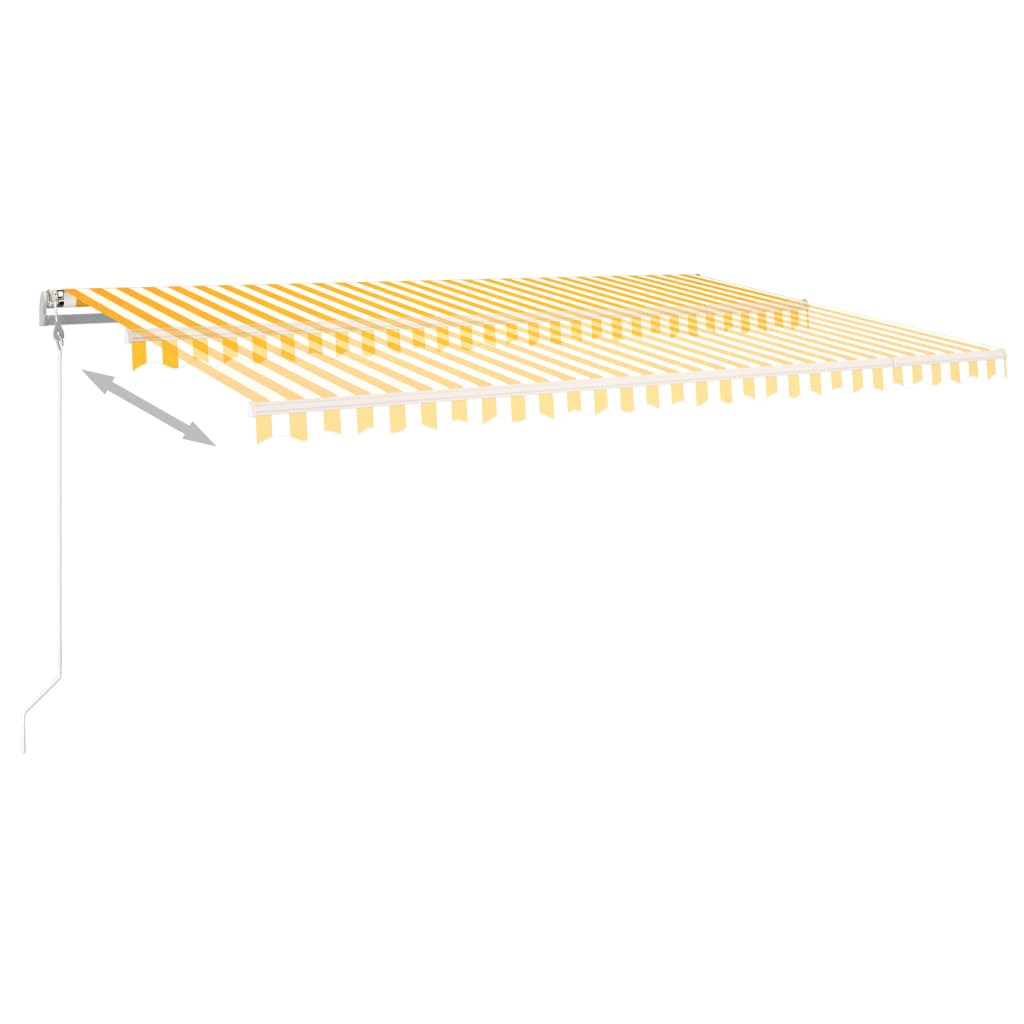 vidaXL Τέντα Συρόμενη Χειροκίνητη με Στύλους Κίτρινο / Λευκό 5 x 3,5 μ