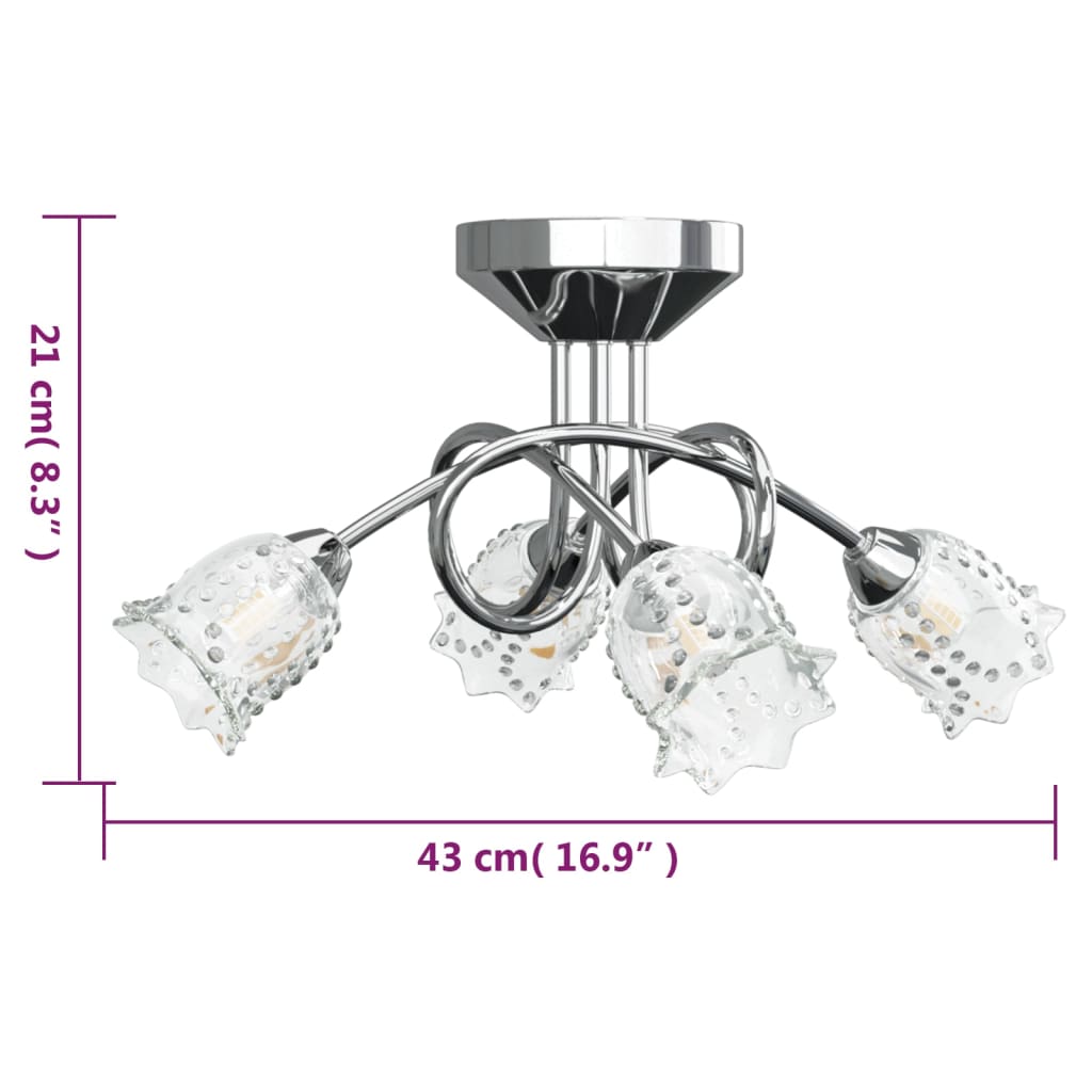 vidaXL Φωτιστικό Οροφής με Γυάλινα Καπέλα Λουλουδιών για 4 Φώτα LED G9