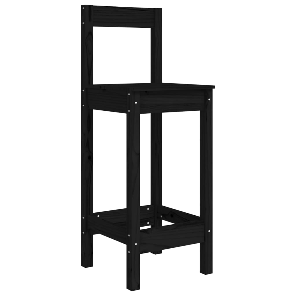 vidaXL Καρέκλες Μπαρ 2 τεμ. Μαύρο 40x41,5x112 εκ. Μασίφ Ξύλο Πεύκου