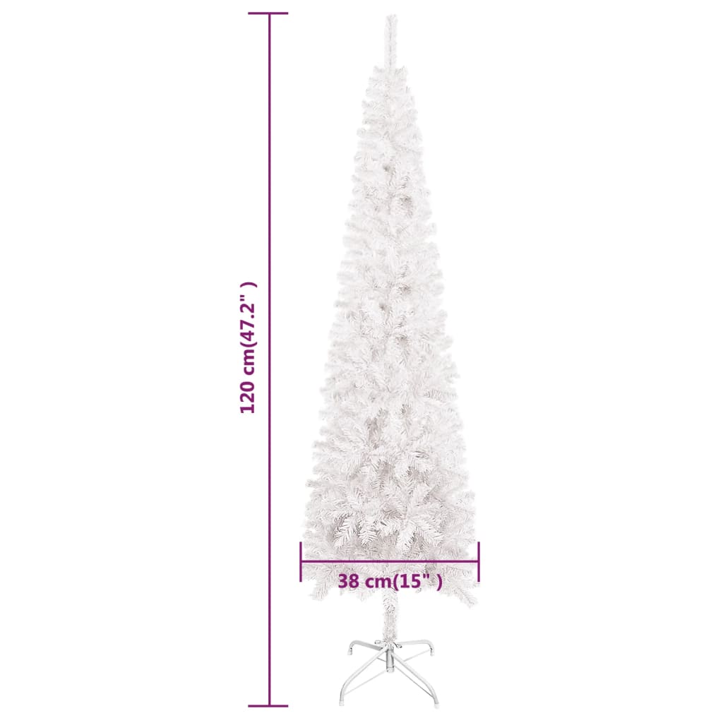 vidaXL Χριστουγεννιάτικο Δέντρο Slim Λευκό 120 εκ.