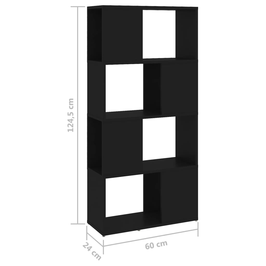 vidaXL Βιβλιοθήκη/Διαχωριστικό Χώρου Μαύρο 60x24x124,5 εκ. Μοριοσανίδα