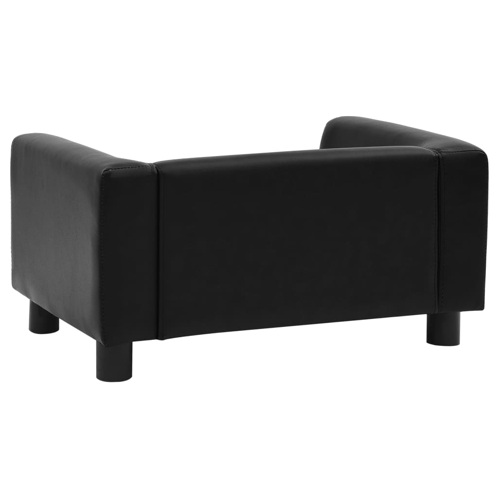 vidaXL Καναπές-Κρεβάτι Σκύλου Μαύρο 60x43x30 εκ. Βελουτέ/Συνθετ. Δέρμα