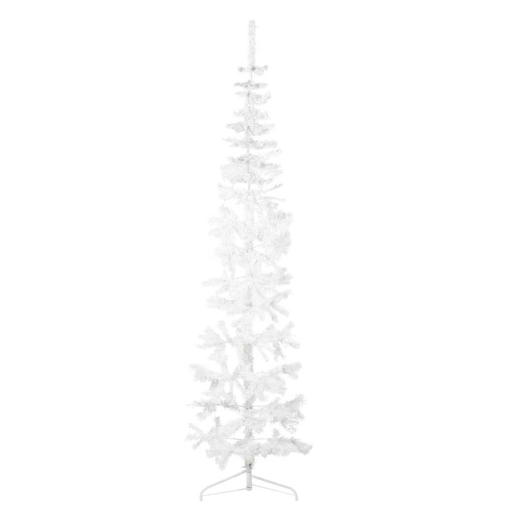 vidaXL Χριστουγεν. Δέντρο Slim Τεχνητό Μισό με Βάση Λευκό 210 εκ.