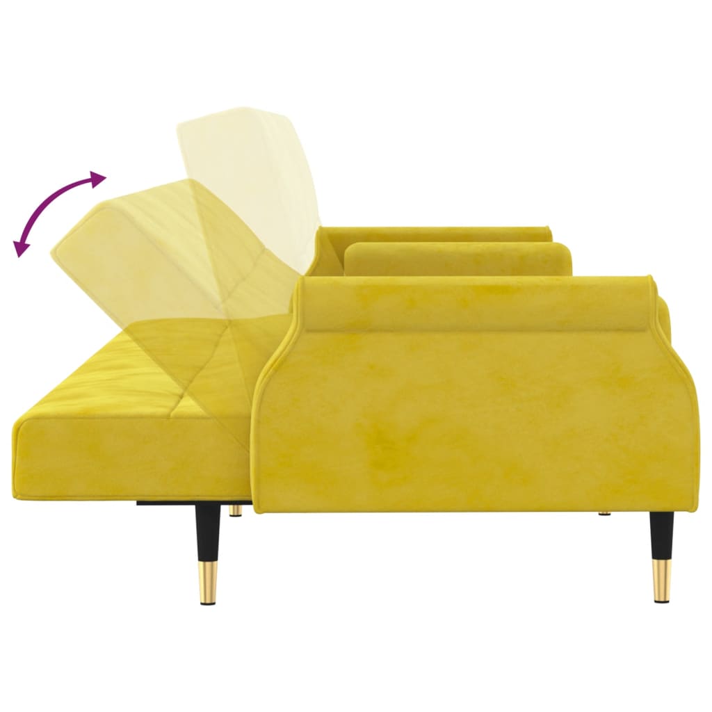 vidaXL Καναπές Κρεβάτι Κίτρινος από Βελούδο με Μαξιλάρια