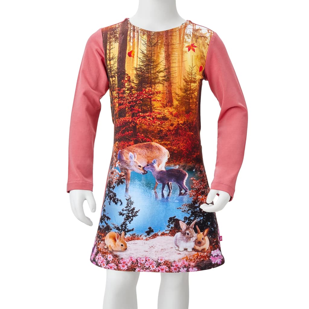 Φόρεμα Παιδικό Μακρυμάνικο Παλαιωμένο Ροζ 92