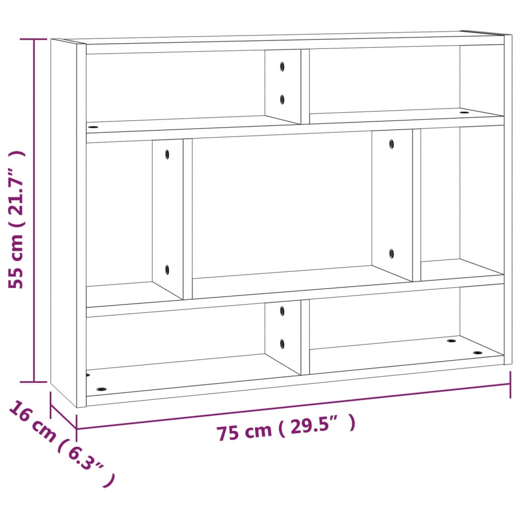 vidaXL Ραφιέρα Τοίχου Καφέ Δρυς 75x16x55 εκ. από Επεξεργασμένο Ξύλο