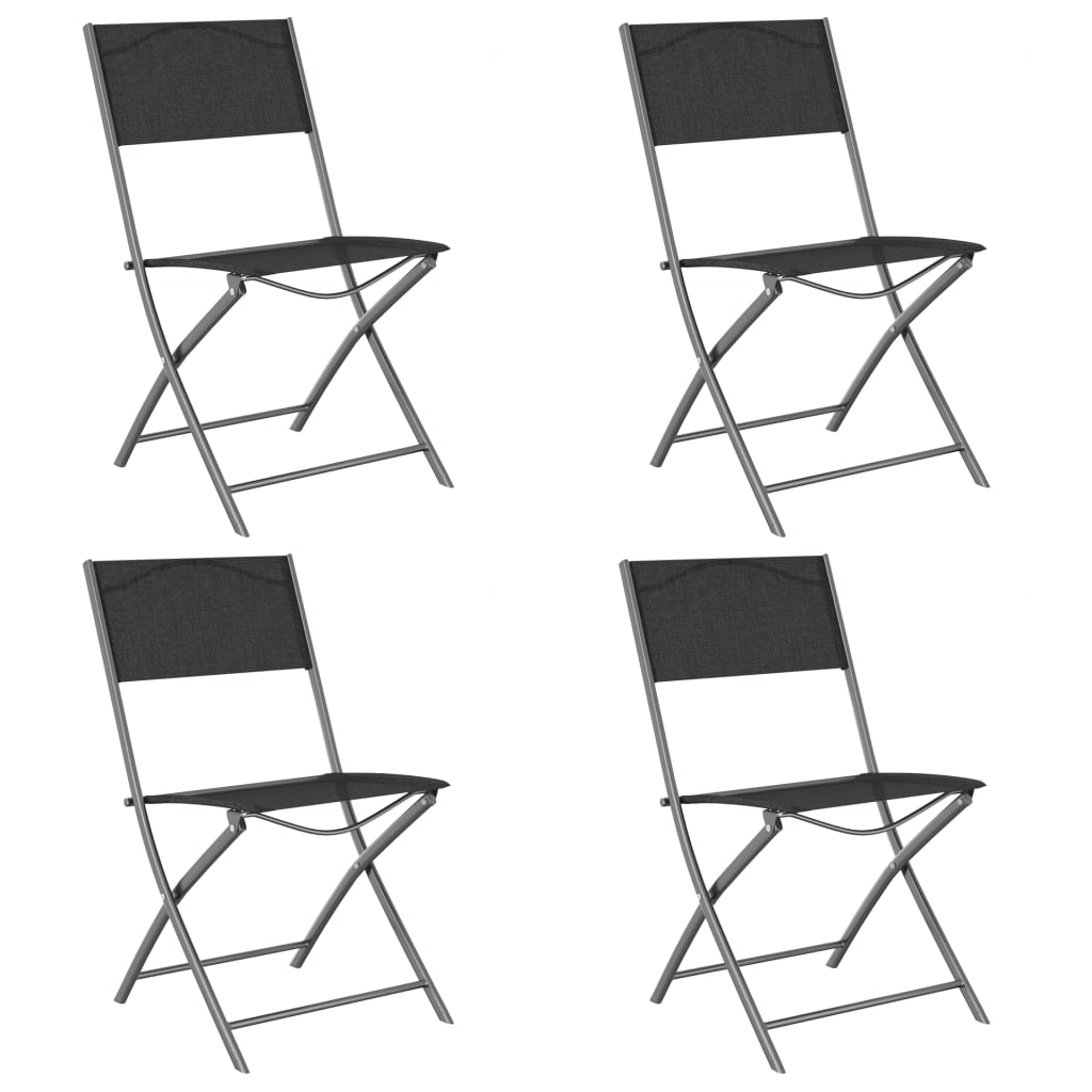 vidaXL Καρέκλες Εξ. Χώρου Πτυσσόμενες 4 τεμ. Μαύρες. Ατσάλι/Textilene
